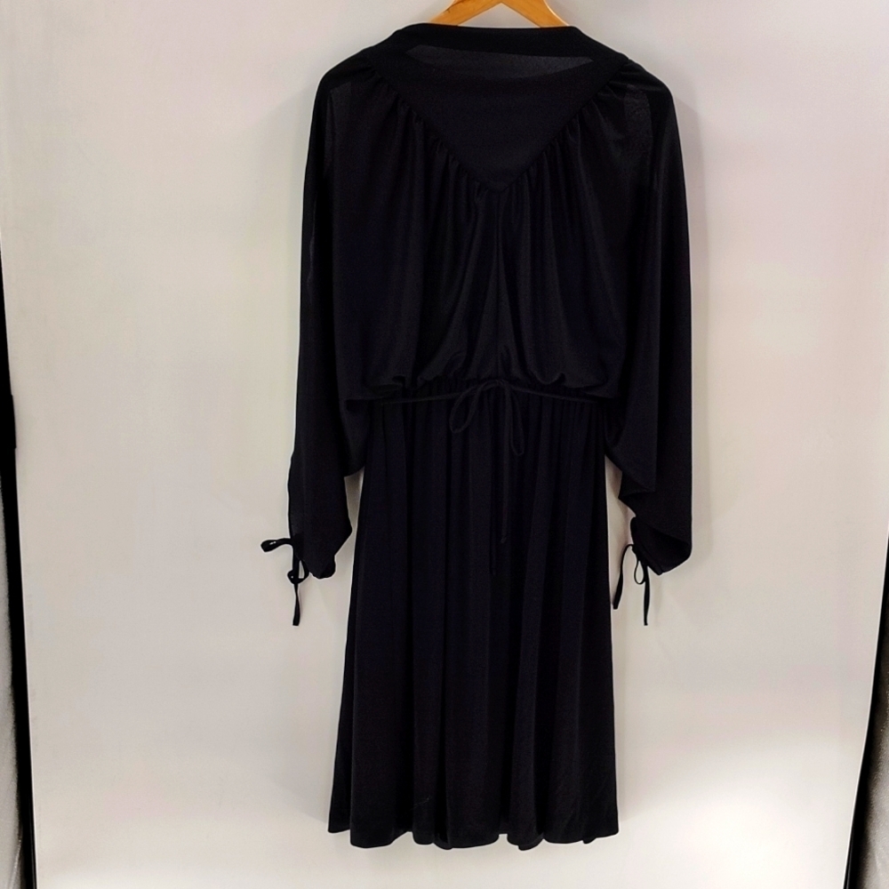 Vintage Black Flirty Look Dress Open Sleeve American Designer Hal Ferman
